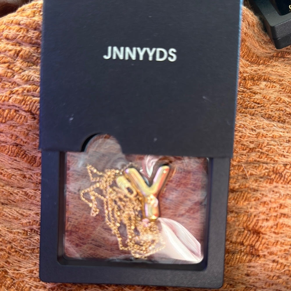 Gold Bubble letter “Y” Pendant Necklace